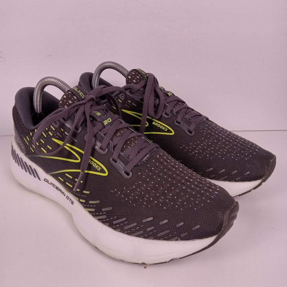 Brooks Glycerin GTS 20 Running Shoes Womens 10 Ebony Nightlife Yellow Athletic